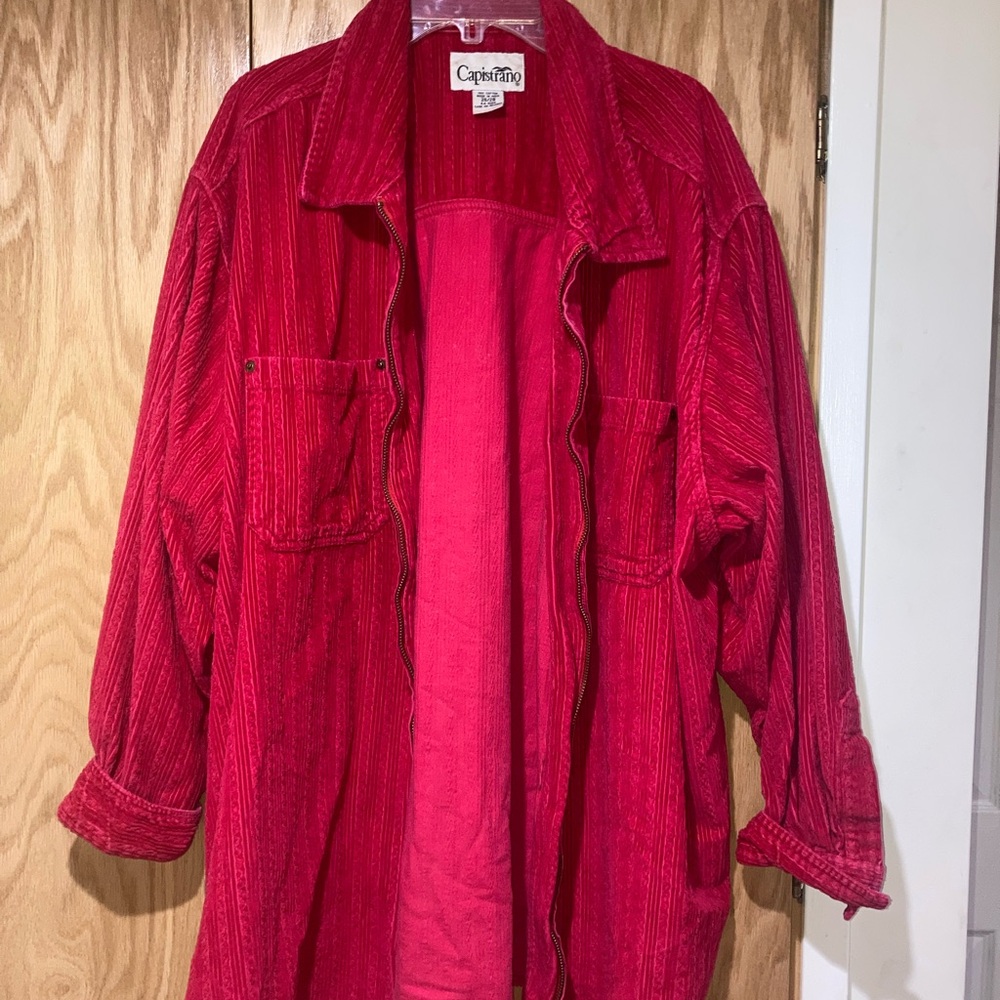 Men's Red Corduroy Shirt Jacket